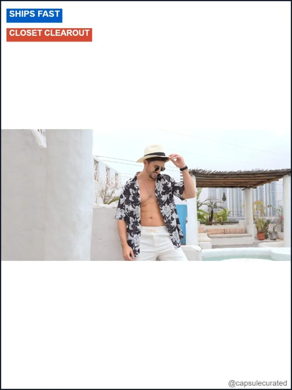 Straw Wide Brim Fedora Sun Hat UPF 80+ Adjustable Beach Hat